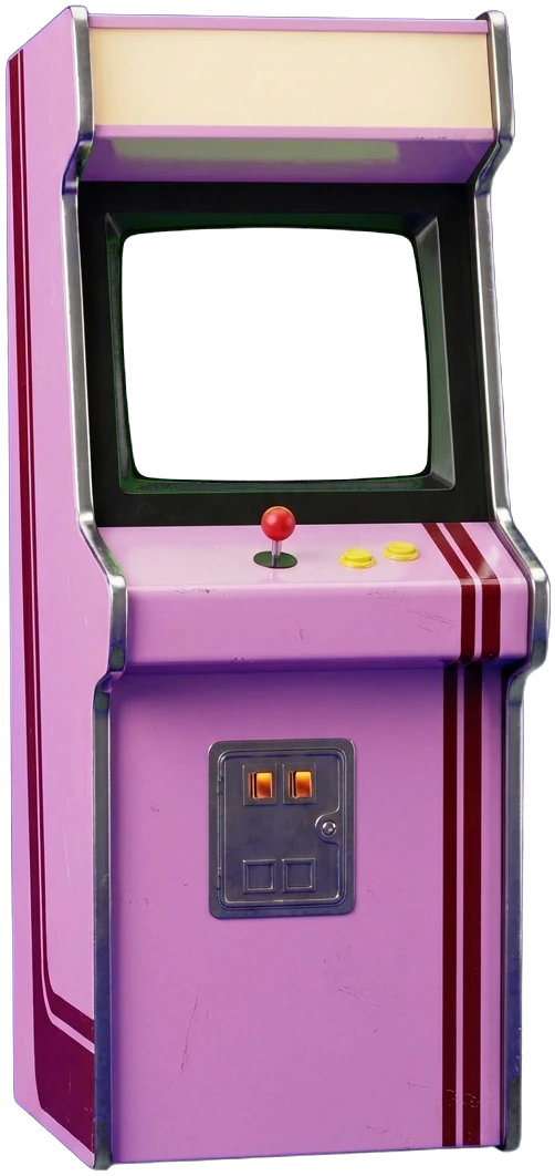 The Runbert arcade cabinet, the game playing on its screen